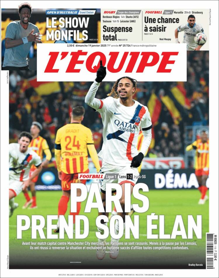 Portada de L'Equipe (Francia)