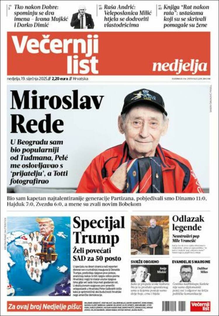 Portada de Večernji (Croacia)