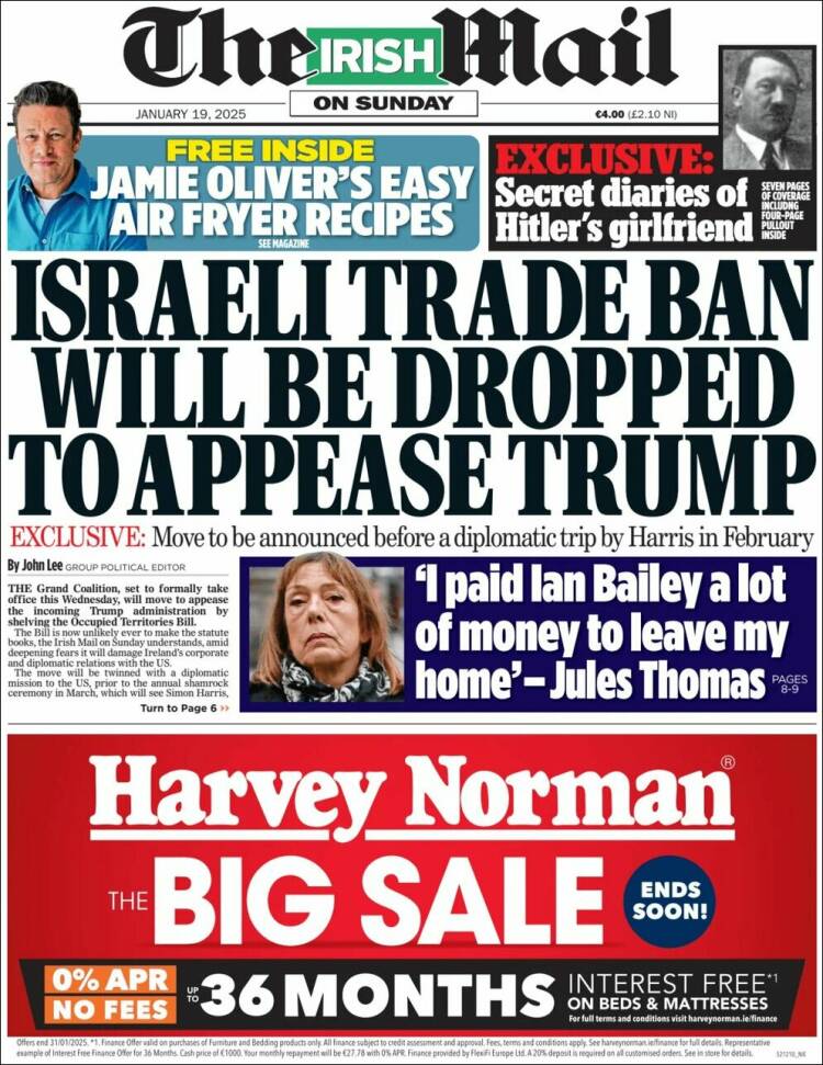 Portada de Irish Daily Mail (Irlanda)