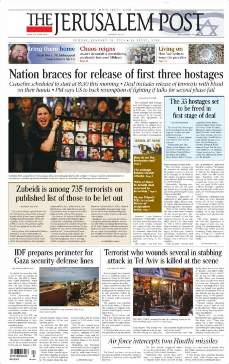 Portada de The Jerusalem Post (Israel)