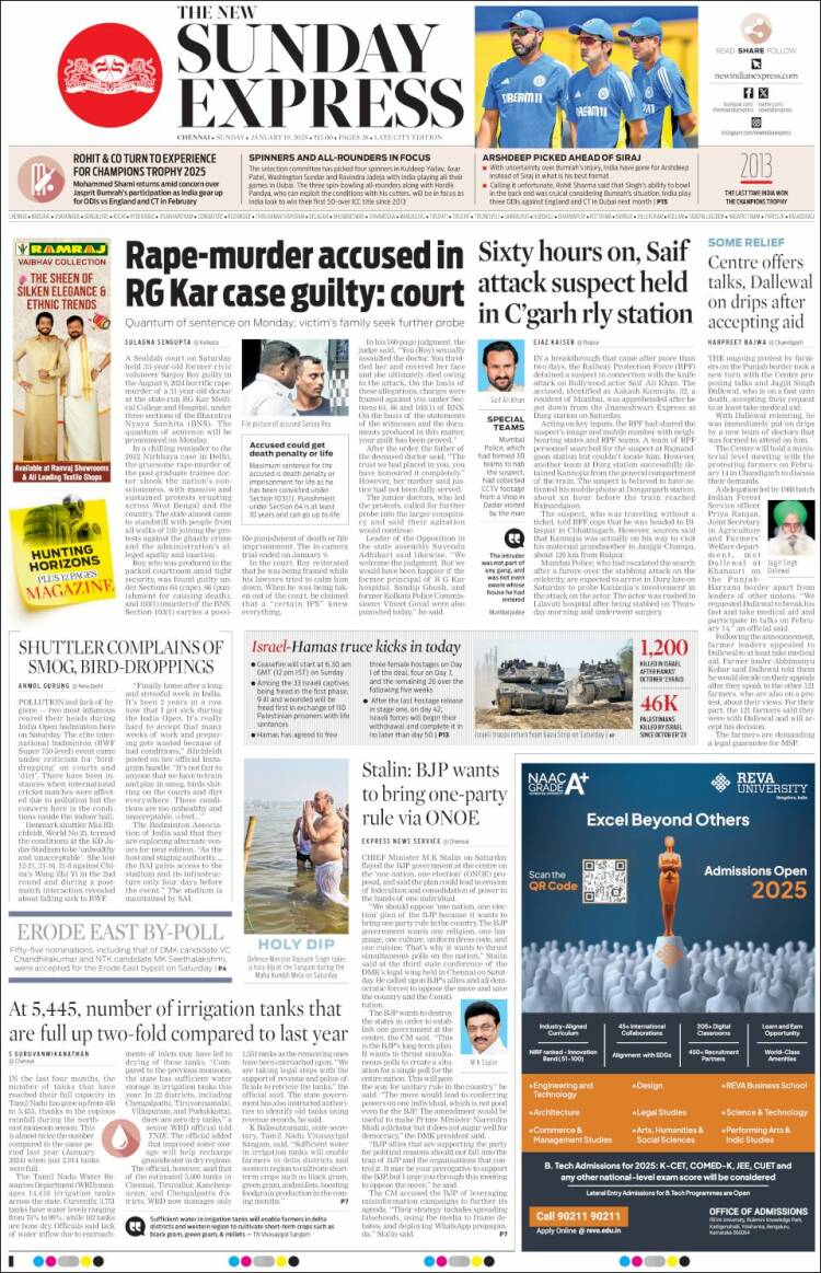 Portada de New Indian Express (India)