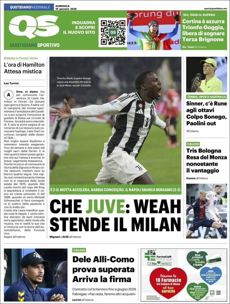 Portada de Quotidiano Sportivo (Italia)