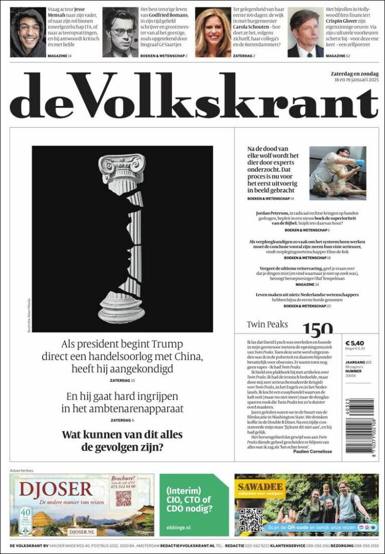 Portada de De Volkskrant (Pa&iacute;ses Bajos)