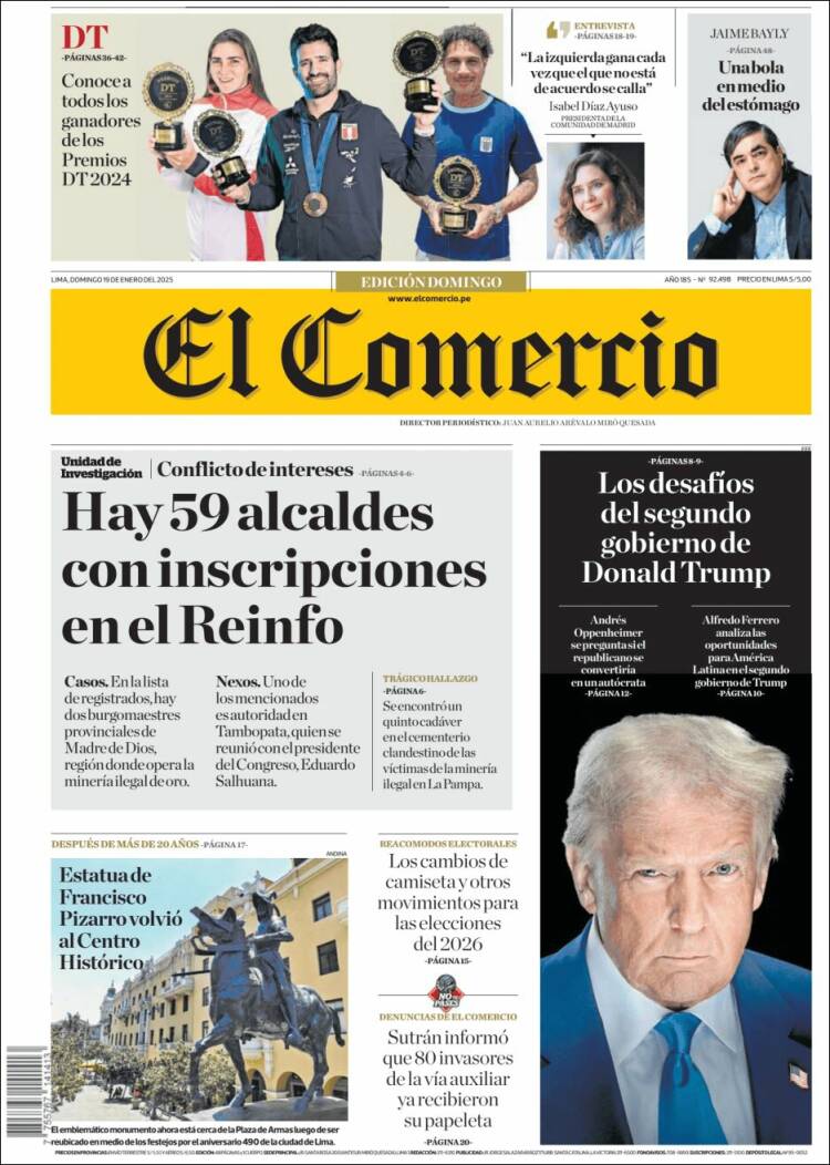 Portada de El Comercio (Per&uacute;)