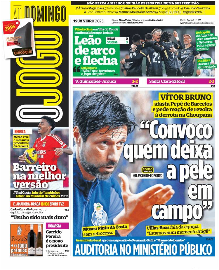 Portada de O Jogo (Portugal)