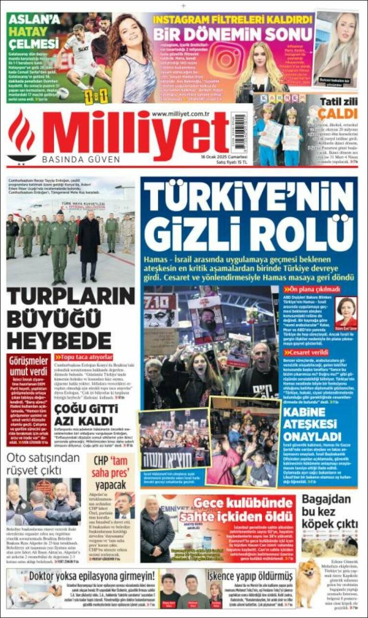 Portada de Milliyet (Turqu&iacute;a)