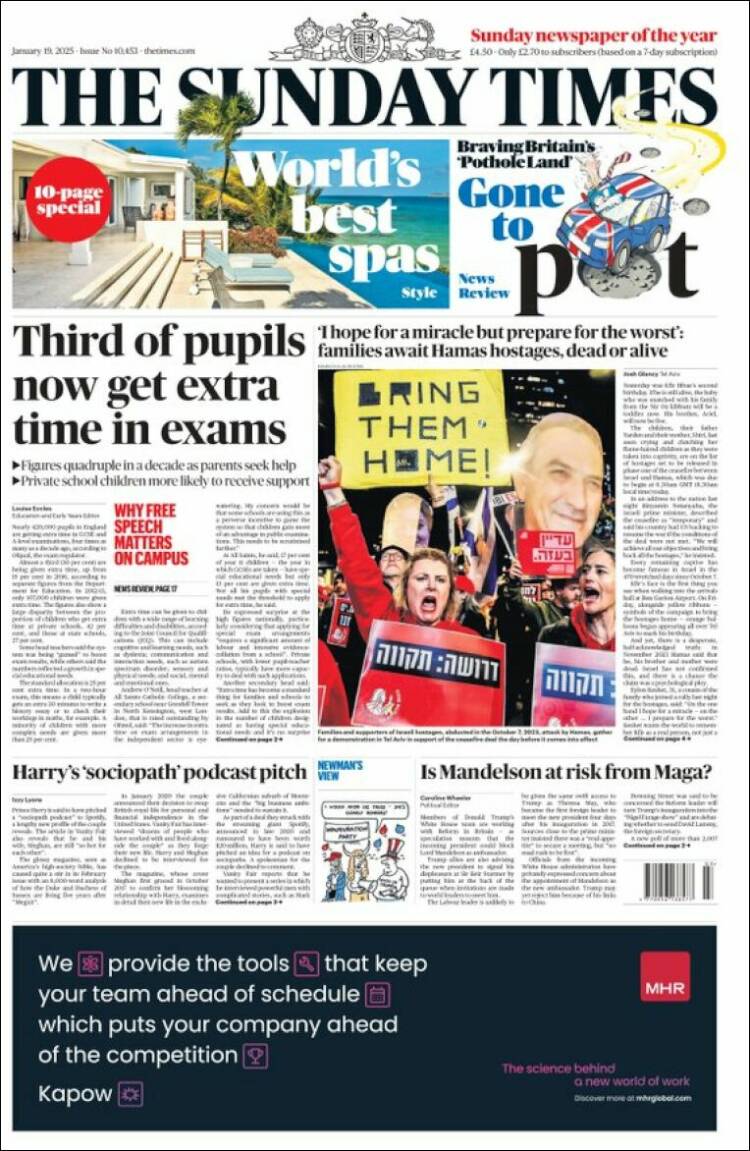 Portada de The Times (Reino Unido)