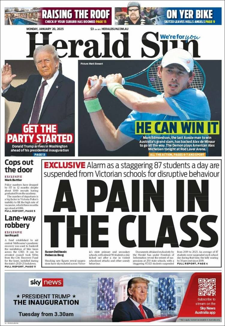 Portada de Herald Sun (Australia)