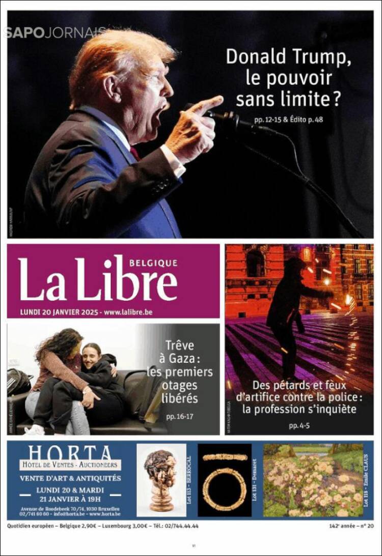 Portada de La Libre.be (B&eacute;lgica)