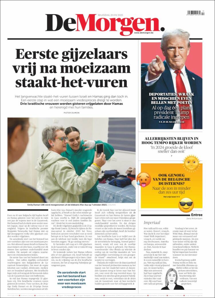 Portada de De Morgen (B&eacute;lgica)