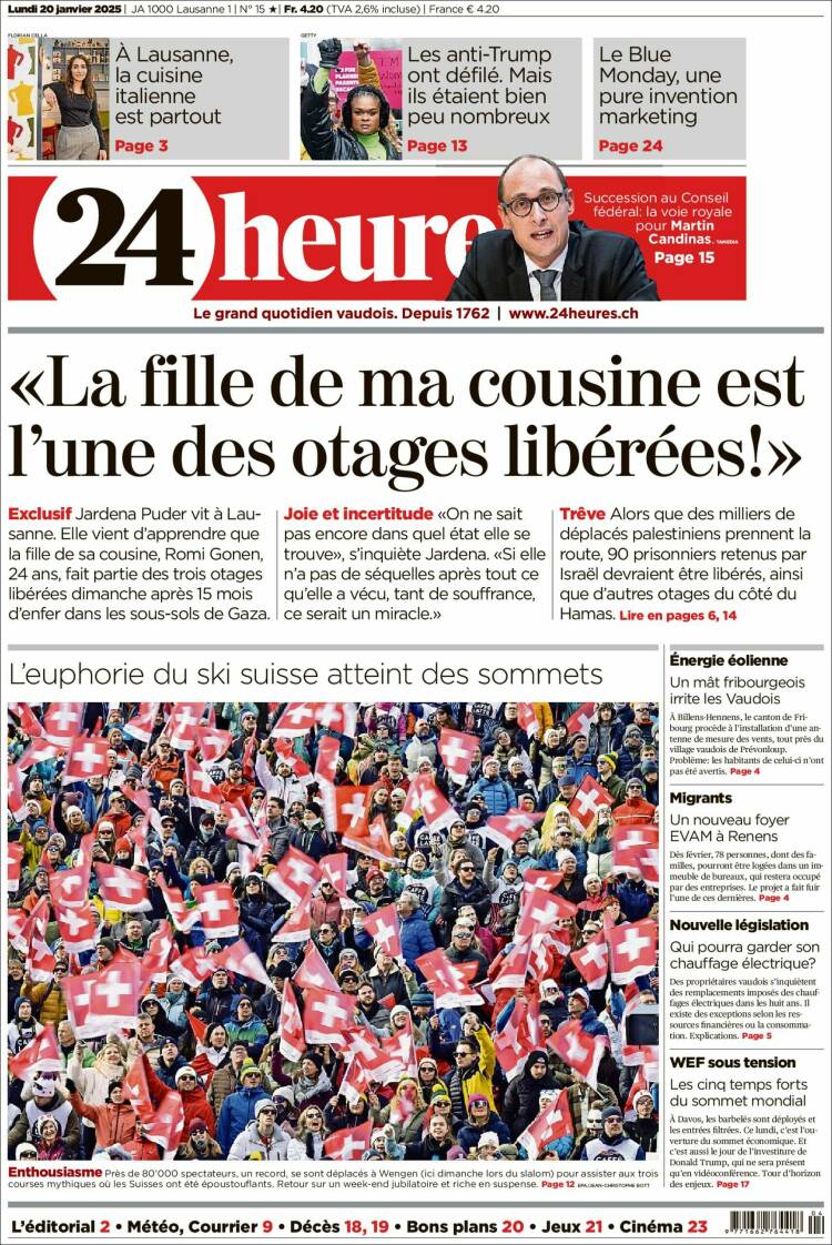 Portada de 24 Heures (Suiza)