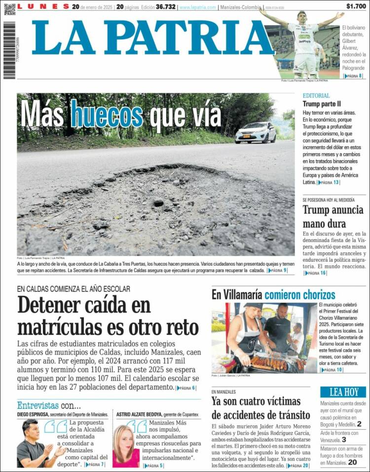 Portada de La Patria (Colombia)