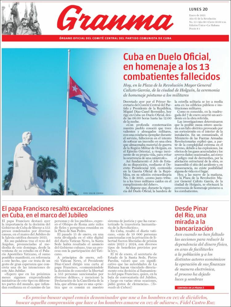 Portada de Granma (Cuba)