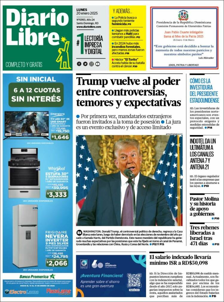 Portada de Diario Libre (R. Dominicana)