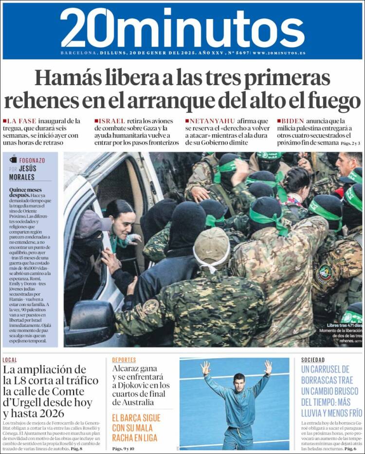 Portada de 20 Minutos - Barcelona (España)
