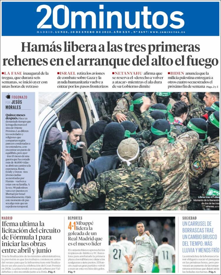 Portada de 20 Minutos - Madrid (España)