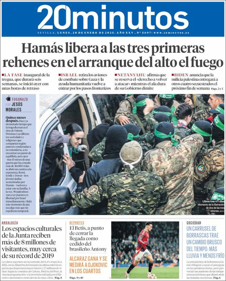 Portada de 20 Minutos - Sevilla (España)