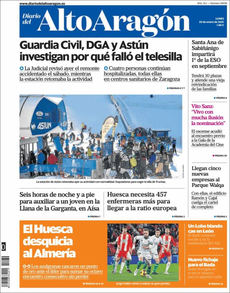 Portada de Diario del AltoAragón (España)