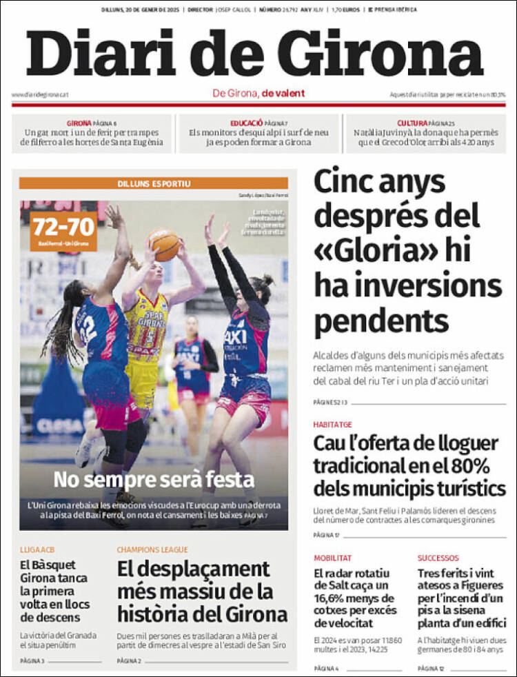 Portada de Diari de Girona (España)
