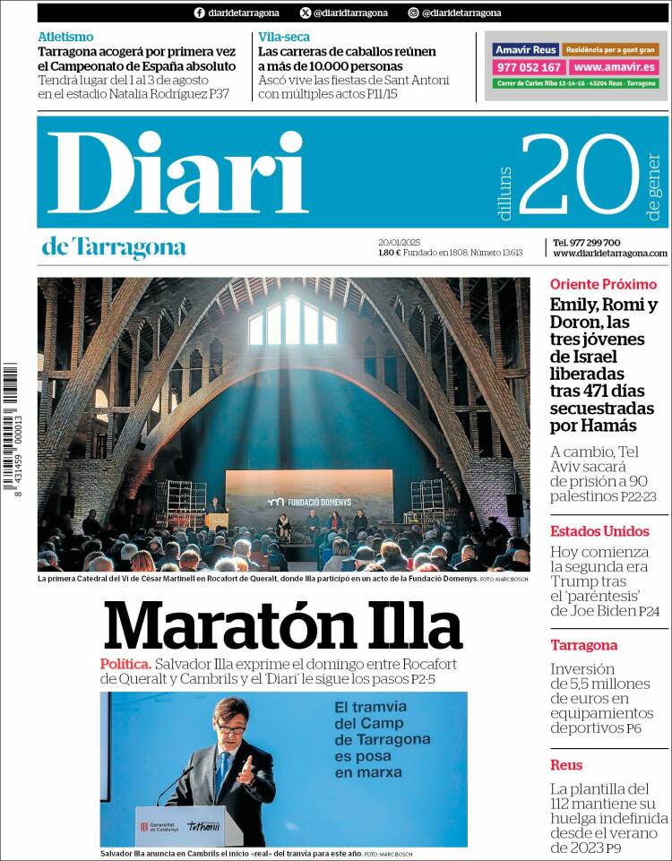 Portada de Diari de Tarragona (España)