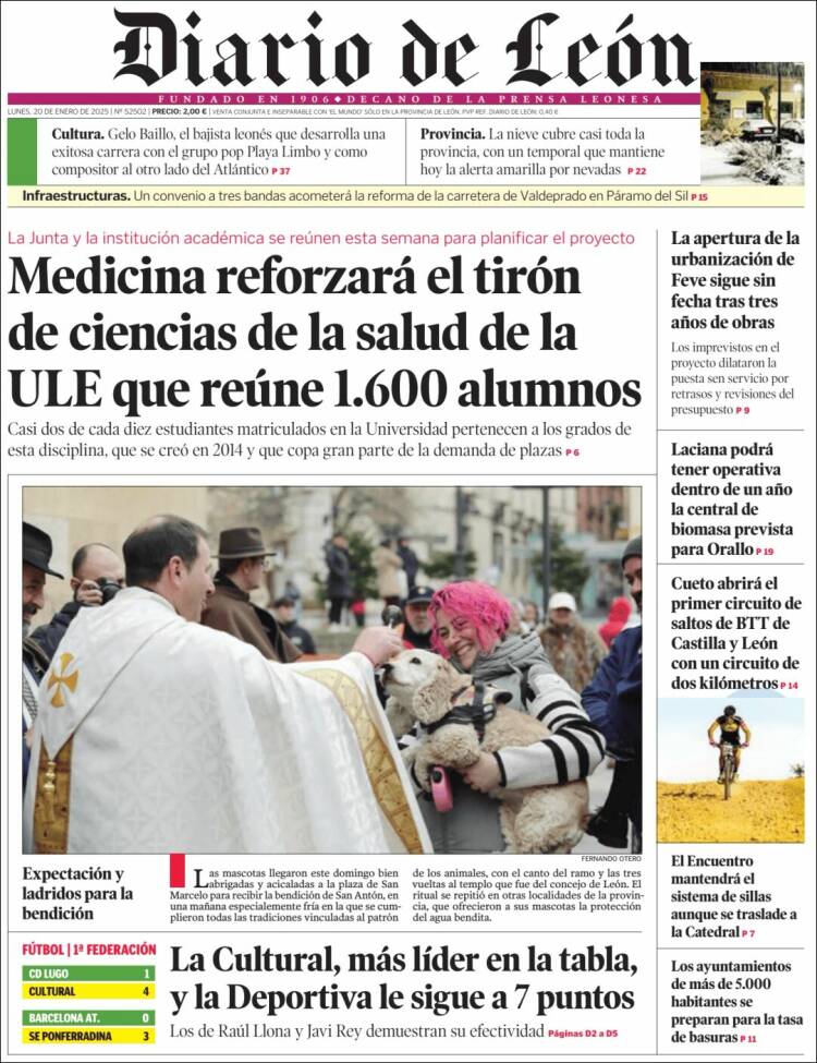 Portada de Diario de León (España)