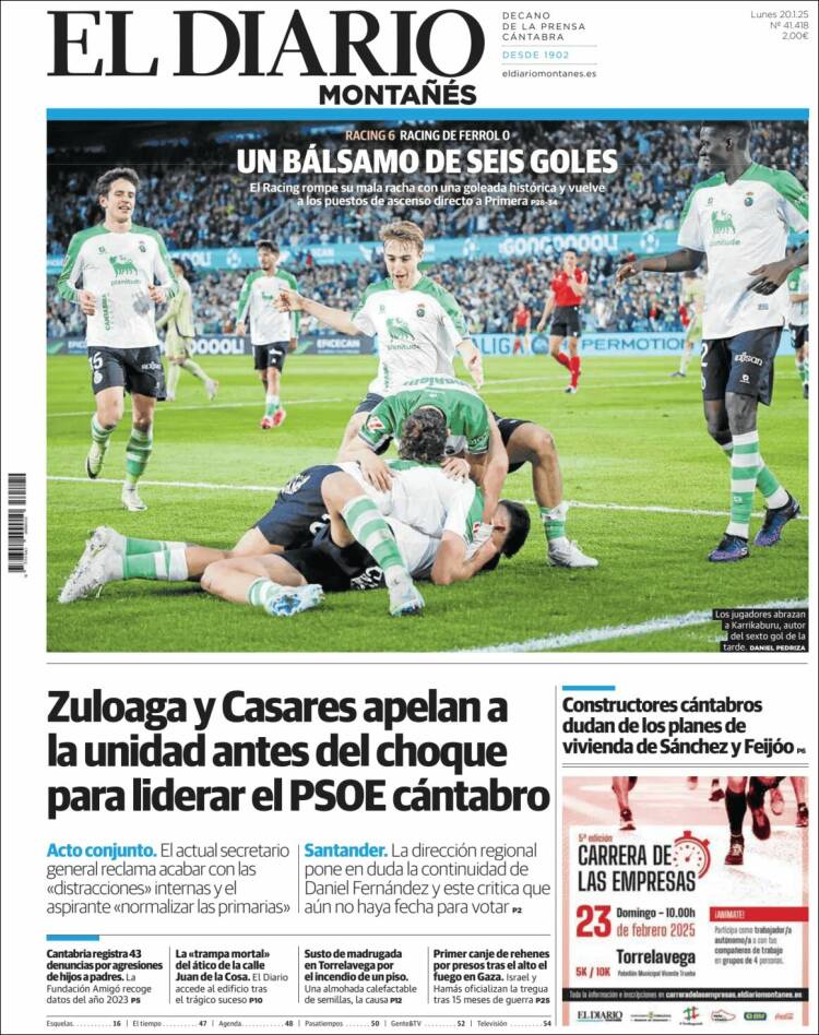 Portada de El Diario Montañés (España)