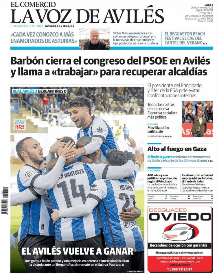 Portada de El Comercio - Avilés (España)