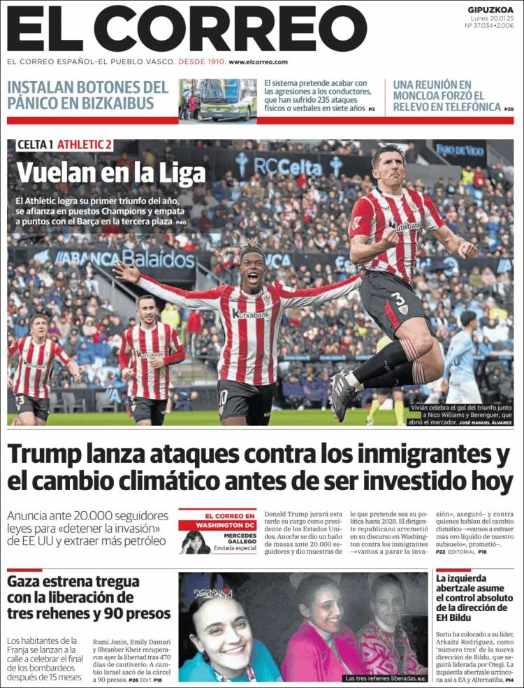 Portada de El Correo - Guipuzcoa (España)