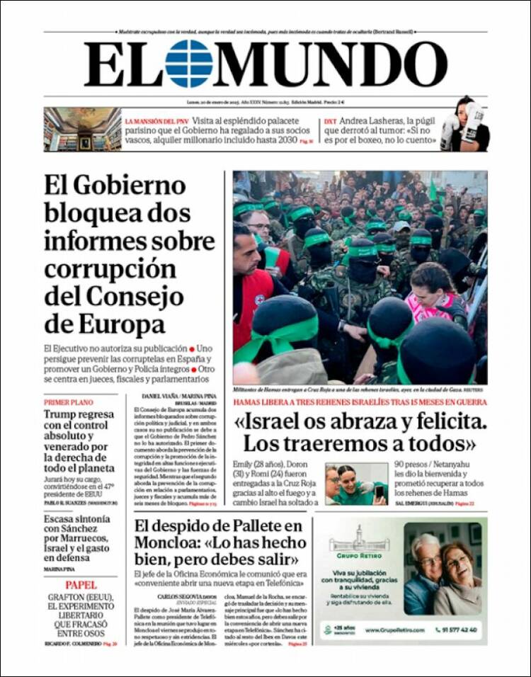 Portada de El Mundo (España)