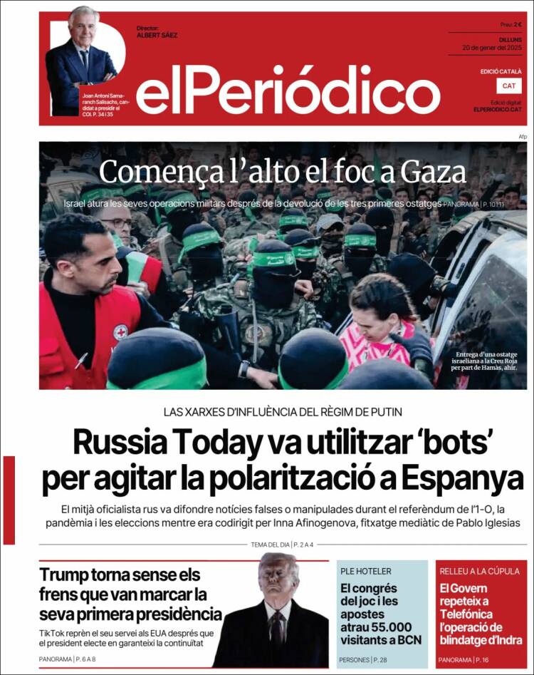 Portada de El Periódico de Catalunya (España)