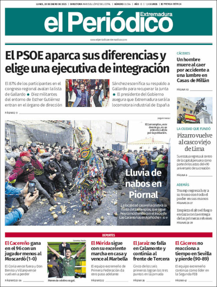 Portada de El Periódico de Extremadura (España)