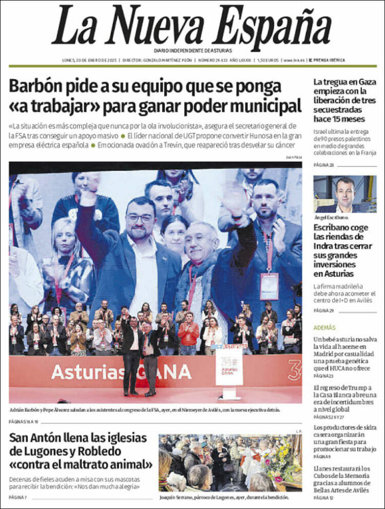 Portada de La Nueva España (España)