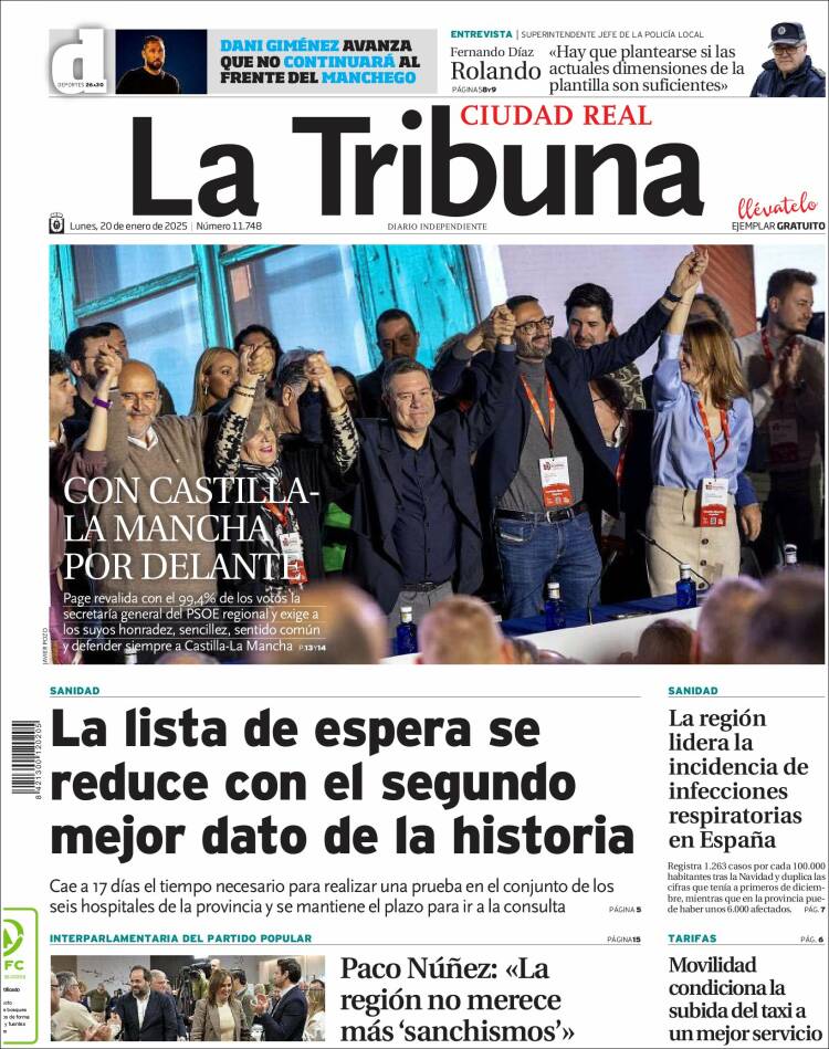 Portada de La Tribuna de Ciudad Real (España)