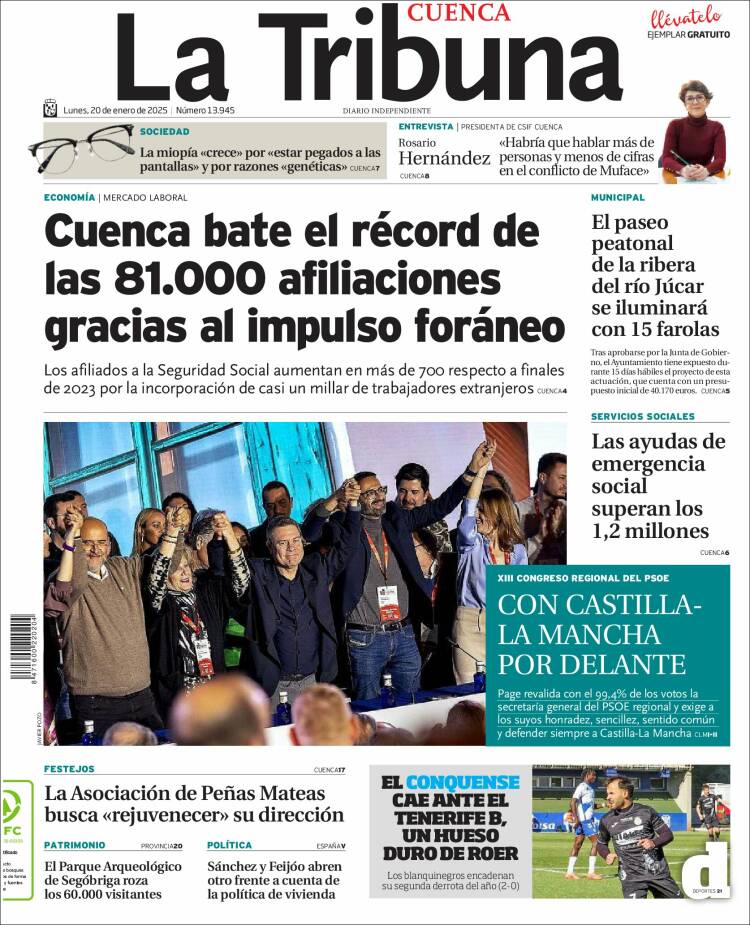 Portada de La Tribuna de Cuenca (España)