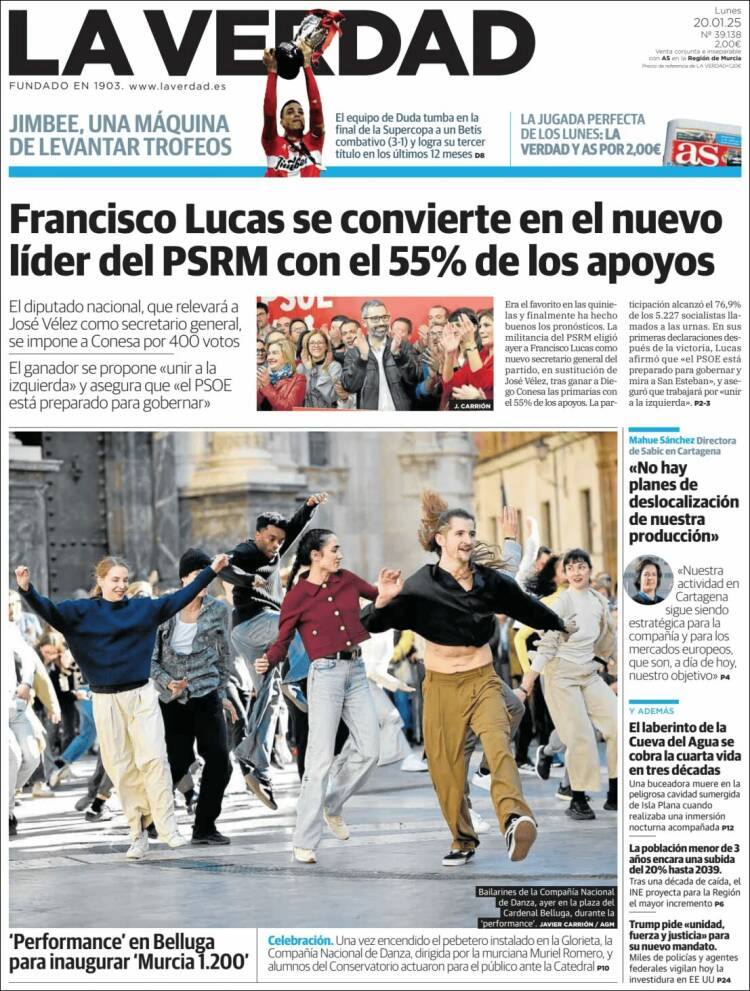 Portada de La Verdad de Murcia (España)