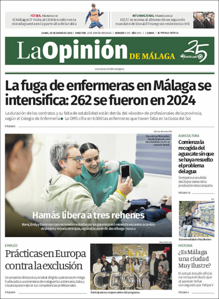 Portada de La Opinión de Málaga (España)