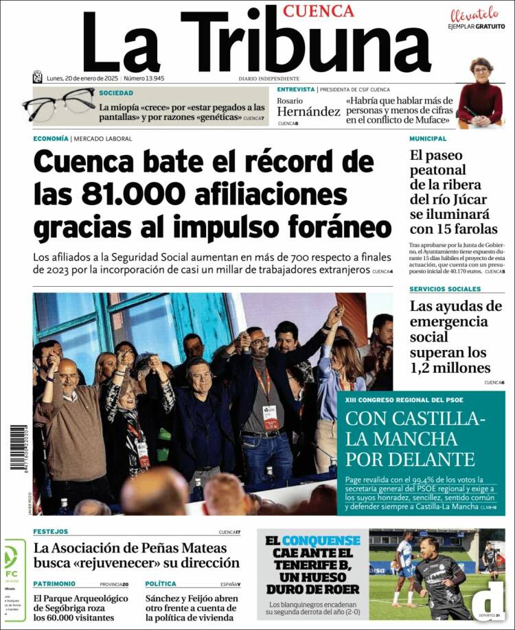 Portada de La Tribuna de Cuenca (España)