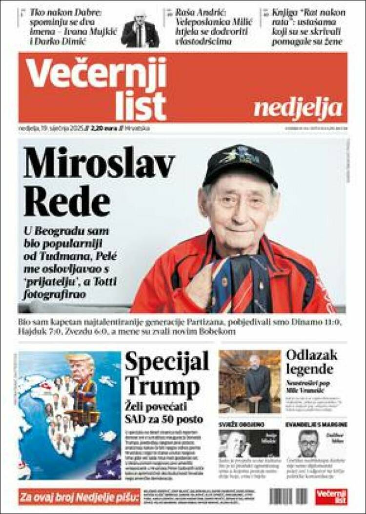 Portada de Večernji (Croacia)