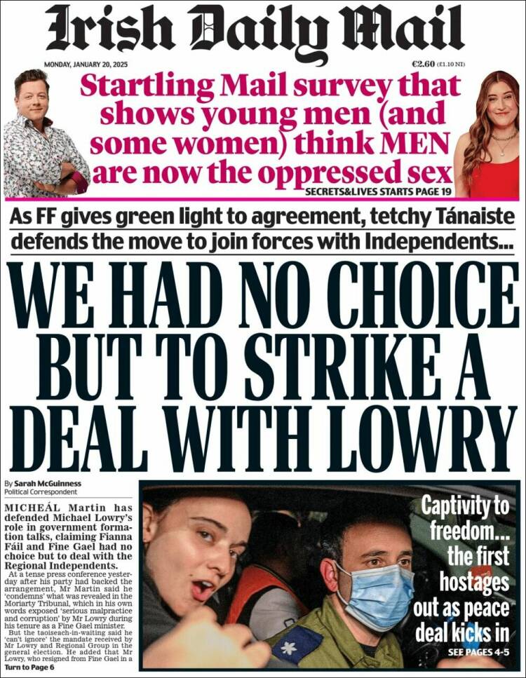 Portada de Irish Daily Mail (Irlanda)