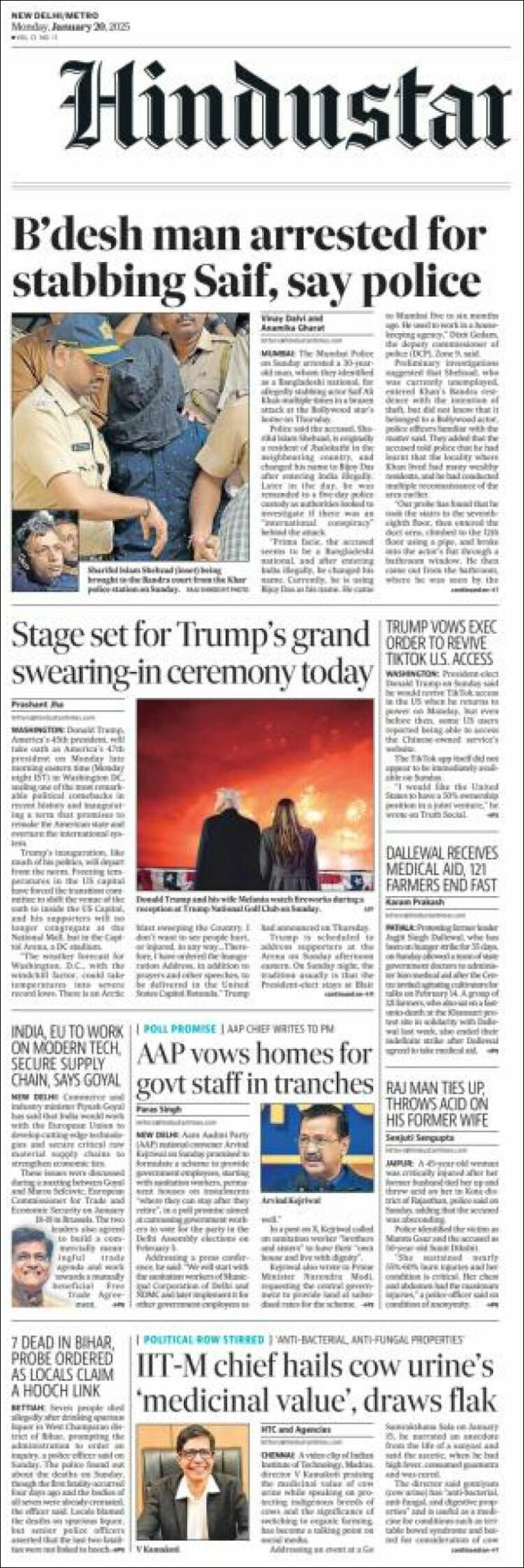 Portada de Hindustan Times (India)