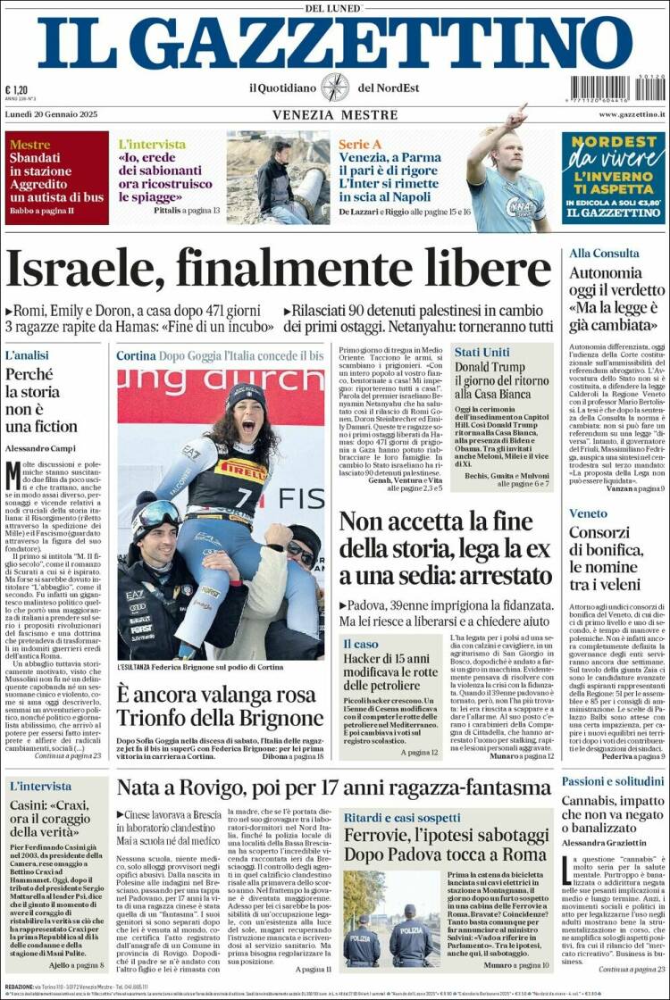 Portada de Il Gazzettino (Italy)