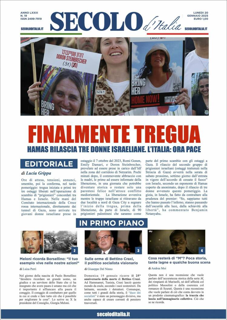 Portada de Secolo d'Italia (Italia)