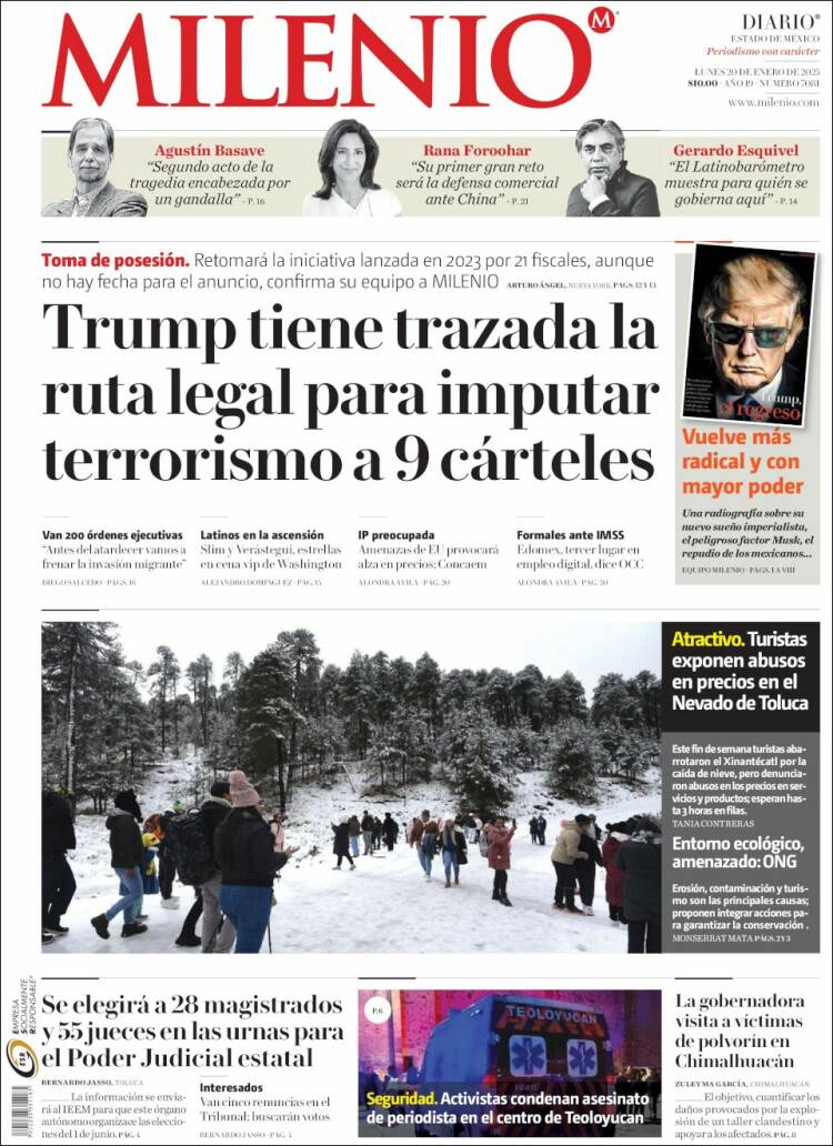 Portada de Milenio - Estado de México (México)