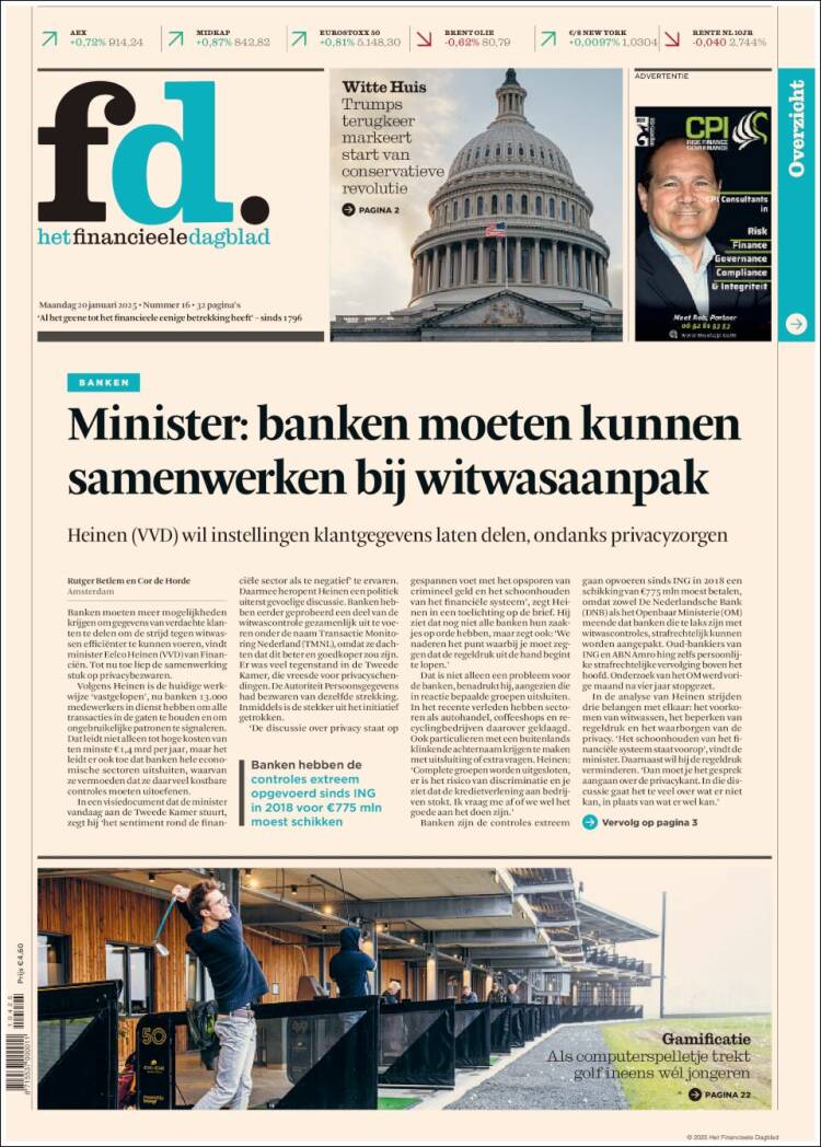 Portada de Het Financieele Dagblad (Pa&iacute;ses Bajos)