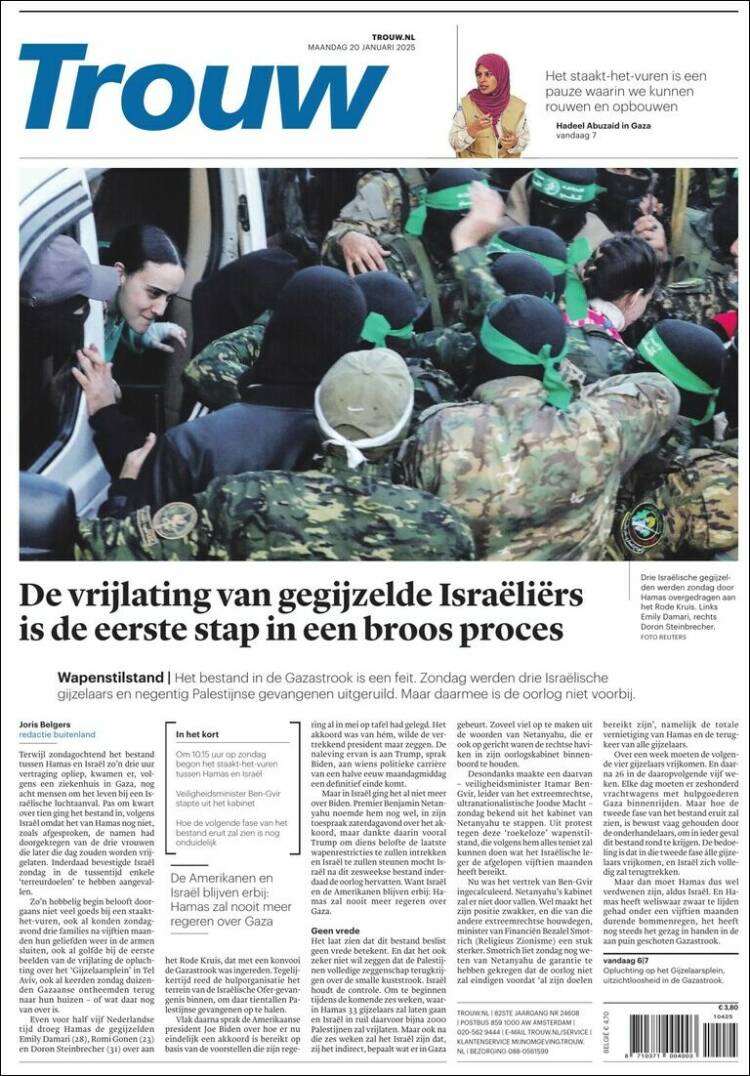 Portada de Trouw (Pa&iacute;ses Bajos)