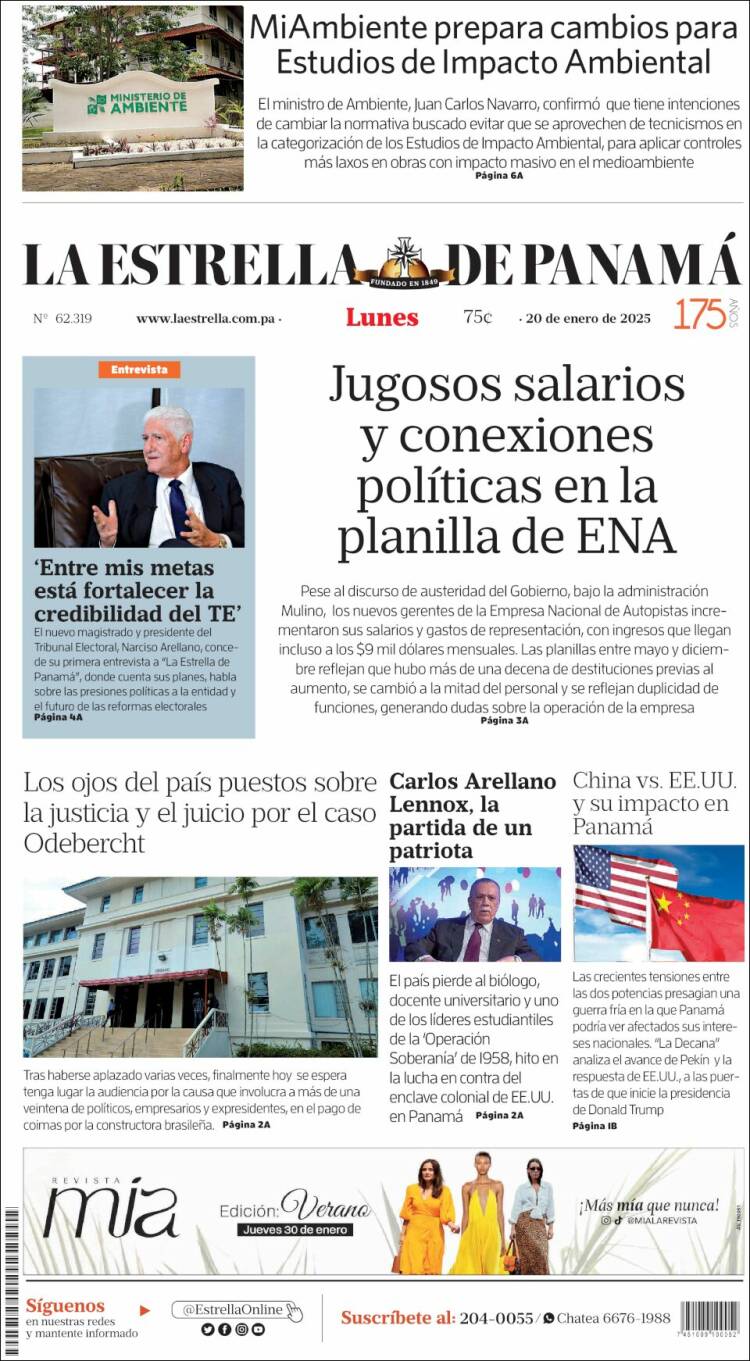 Portada de La Estrella de Panamá (Panam&aacute;)