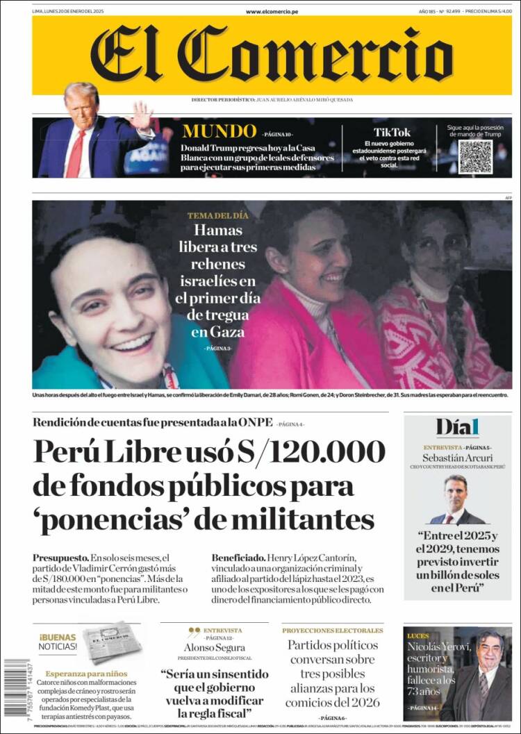 Portada de El Comercio (Per&uacute;)