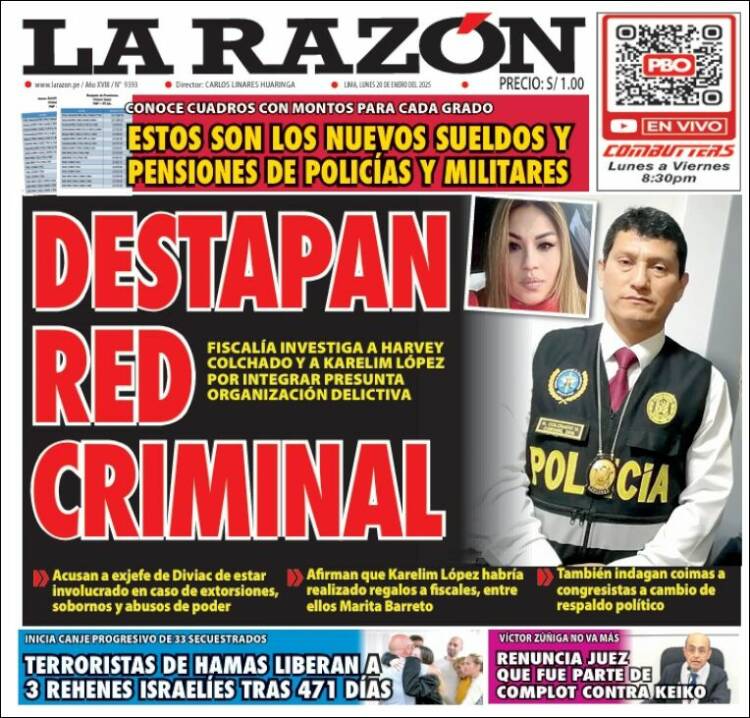 Portada de La Razón (Per&uacute;)