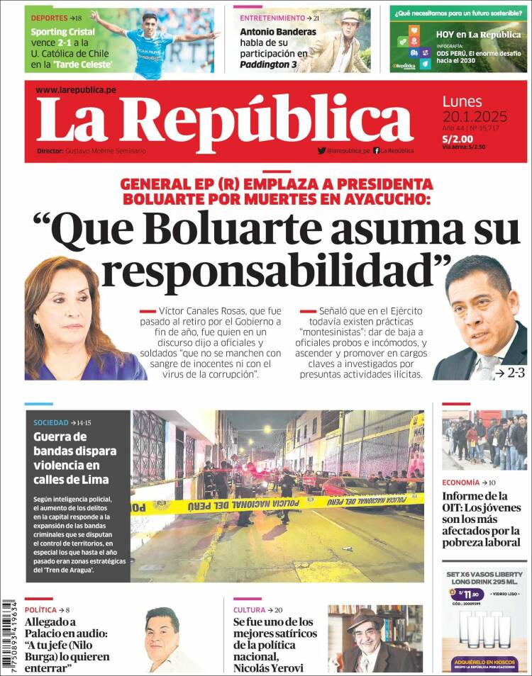 Portada de La Republica (Per&uacute;)