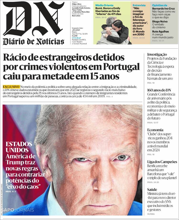 Portada de Diário de Noticias (Portugal)